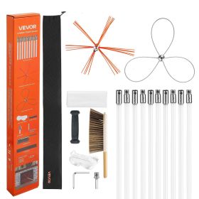 Chimney Sweep Kit, 33 ft Maximum Extendable Length Chimney Brush, Chimney Cleaner Sweeper with Dual Brush Heads, Brush & Goggles