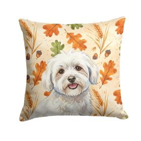 Coton de Tulear Heirloom Fall Throw Pillow Decorative Indoor Outdoor Accent Cushion for Couch, Bed or Patio, 14Hx14W