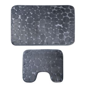 2 Pcs/Set Bathroom Rugs Luxury Flannel Non-Slip Bathroom Rugs Set Soft Pebbles Shower Absorbent Carpet U-Shaped Toilet Mat Washable for Bathroom Entra (Option: BMMemoryFoamMatGrey)