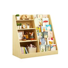 Kids Bookshelf with Toy Storage Organizer, 34.65x15.75x33.47in Wooden Bookcase Display Shelf for Kids, Multi-Tier MDF Book Storage Rack for Playroom B (Option: KidsBookshelfNaturalOLFC0021)