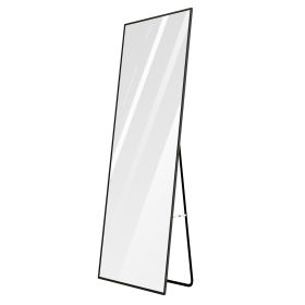Full Length Mirror 67x25.6in Aluminum Alloy Wall Mirror Free Standing Floor Mirror Hanging Leaning Against Wall for Dressing Bedroom Living Room (Option: Mirror65170CMBlack)