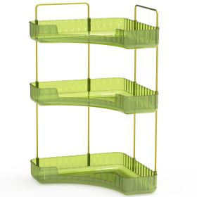 Bathroom Countertop Organizer 3 Tier Corner Makeup Storage Shelf Vanity Cosmetic Perfume Tray Clear Corner Rack for Bedroom Bathroom Kitchen (Option: Organizer3TierGreen)