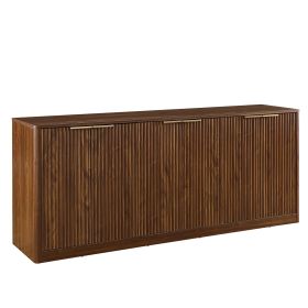 Modern Fluted Sideboard Cabinet with 6 Doors Wavy Storage Cabinet with Large Invisible Storage Buffet Cabinet TV Stand Accent Console Table for Living (Option: Sideboard67inWalnutOLFC0053)