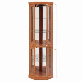 5-Tier Lighted Corner Curio Display Cabinet Adjustable Glass Display Case with Light Bulb Anti-Tipping Hardware for Collectibles, Wine & Decor (Option: GlassCabinetDarkOakOLFC0031)