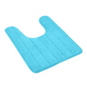 U Shaped Bathroom Rugs Contour Non-slip Toilet Mat Absorbent Cozy Velvet Floor Mat 23.62 x 19.69in (Option: FastDryBathMatLBlue)