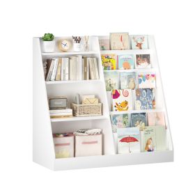 Kids Bookshelf with Toy Storage Organizer, 34.65x15.75x33.47in Wooden Bookcase Display Shelf for Kids, Multi-Tier MDF Book Storage Rack for Playroom B (Option: KidsBookshelfWhiteOLFC0021)