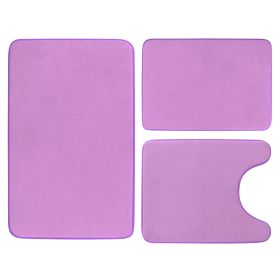 3Pcs Bathroom Rug Set Plush Velvet Bath Carpet Anti-Slip Memory Foam Mat For Tub Shower Bathroom (Option: 3PcsBathRugPurple)