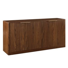 Modern Fluted Sideboard Cabinet with 4 Doors Wavy Storage Cabinet with Large Invisible Storage Buffet Cabinet TV Stand Accent Console Table for Living (Option: Sideboard59inWalnutOLFC0053)