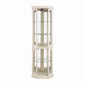 5-Tier Lighted Corner Curio Display Cabinet Adjustable Glass Display Case with Light Bulb Anti-Tipping Hardware for Collectibles, Wine & Decor (Option: GlassCabinetAntiqueWhiteOLFC0031)
