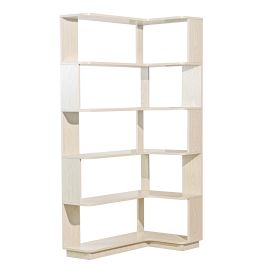 5-Tier L-Shaped Corner Bookshelf, 35.43" Corner Bookcase with 6 Open Shelves, 15mm MDF Freestanding Display Storage Shelf with Anti-Tip Kit for Living (Option: BookshelfWhiteOLFC0036)
